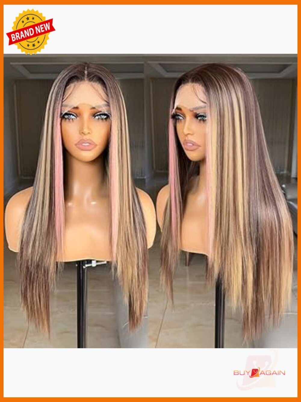 Lace Front Wig Long Straight Pre-Plucked Synthetic Wig with Baby Hair